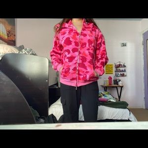 A Bathing Ape Pink Camo zip up hoodie